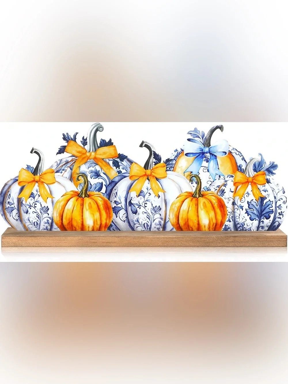 Blue and Orange Pumpkin Sign Art - Home Decor